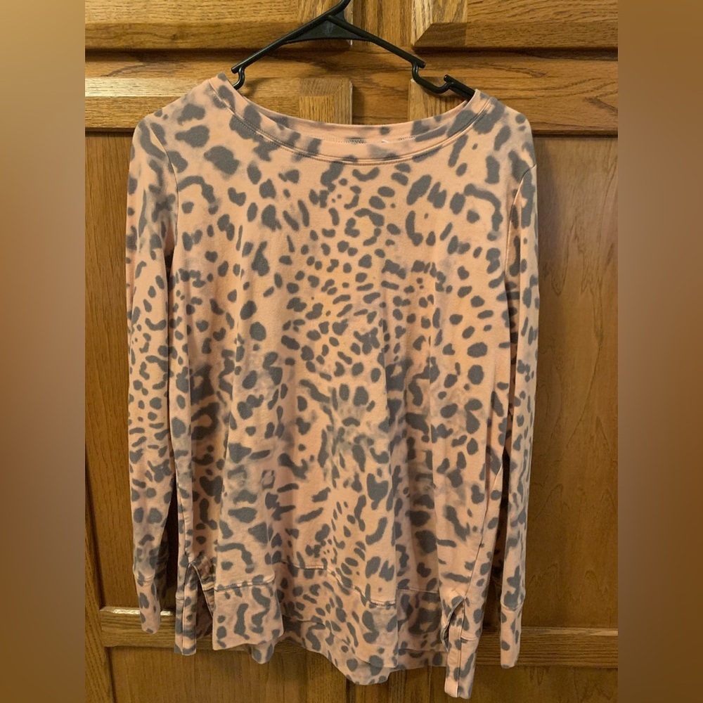 Belle by Kim Gravel Animal Print Top in Pink and Gray